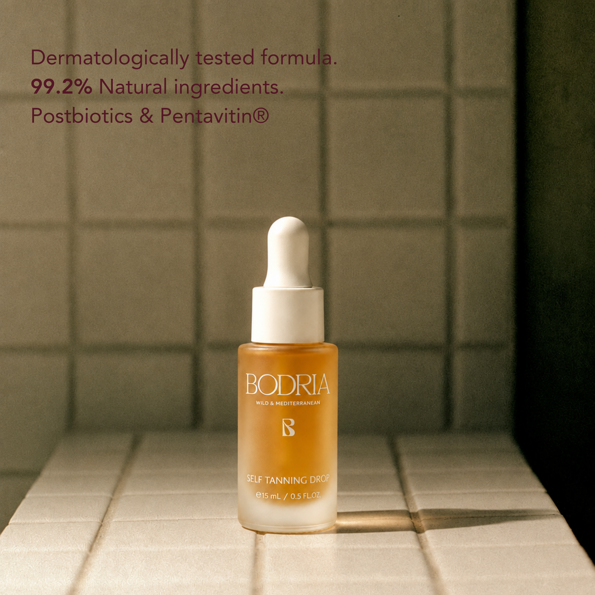 BODRIA Self Tanning Drop: dermatologically tested, 99.2% natural origin, probiotics and Pentavitin